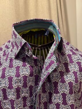 Robert Graham - Men - Purple Geometric Button Down - Small